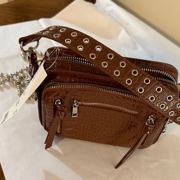 Urban Outfitters Handbags - Urban Outfitters Brown Croc-Embossed Crossbody Bag